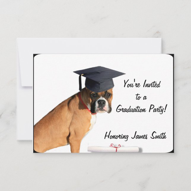 Invitación a la fiesta de graduación para perros d (Anverso)