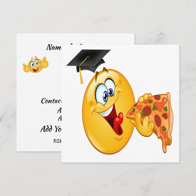 Invitación a la fiesta de graduación Pizza (Anverso / Reverso)