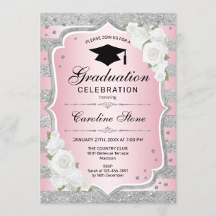 Invitación a la fiesta de graduación - Plata rosa