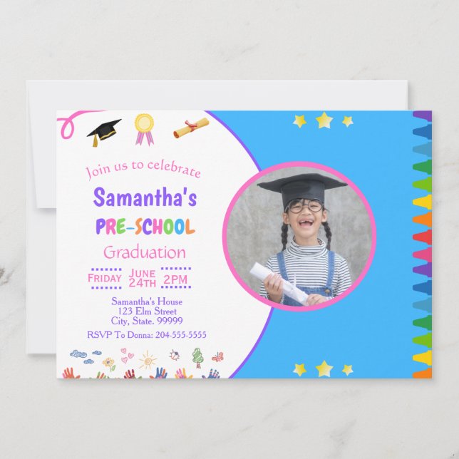 Invitación a la fiesta de graduación preescolar de (Anverso)