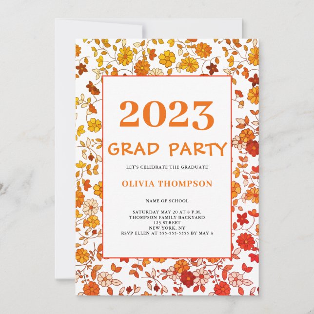 Invitación a la fiesta de graduación Retro 2023 (Anverso)