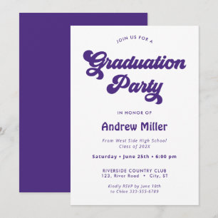 Invitación a la fiesta de graduación retro de Purp