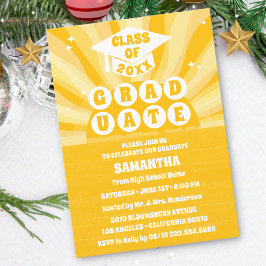 Invitación a la fiesta de graduación Retro Sunshin
