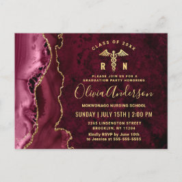 Invitación a la fiesta de graduación RN de oro mod