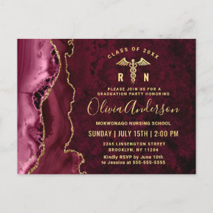 Invitación a la fiesta de graduación RN de oro mod