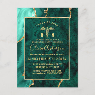Invitación a la fiesta de graduación RN de oro mod