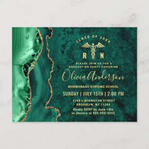 Invitación a la fiesta de graduación RN de oro mod
