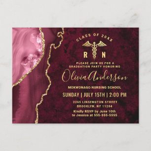 Invitación a la fiesta de graduación RN de oro mod