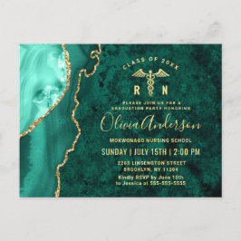 Invitación a la fiesta de graduación RN de oro mod