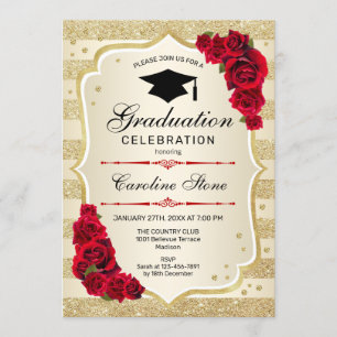 Invitación a la fiesta de graduación - Rojo dorado
