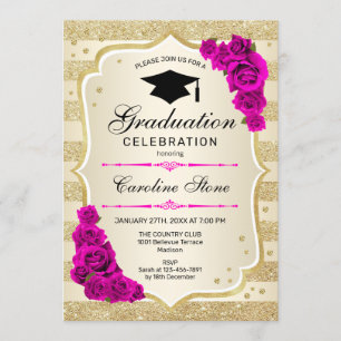 Invitación a la fiesta de graduación - Rosa calien