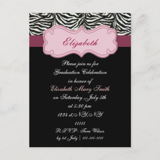 Invitación a la fiesta de graduación rosa de la mo