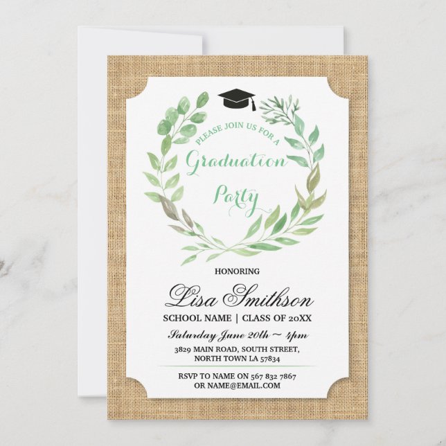 Invitación a la fiesta de graduación rústica Burla (Anverso)