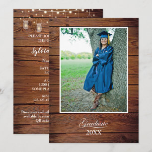 Invitación a la fiesta de graduación rústica con l