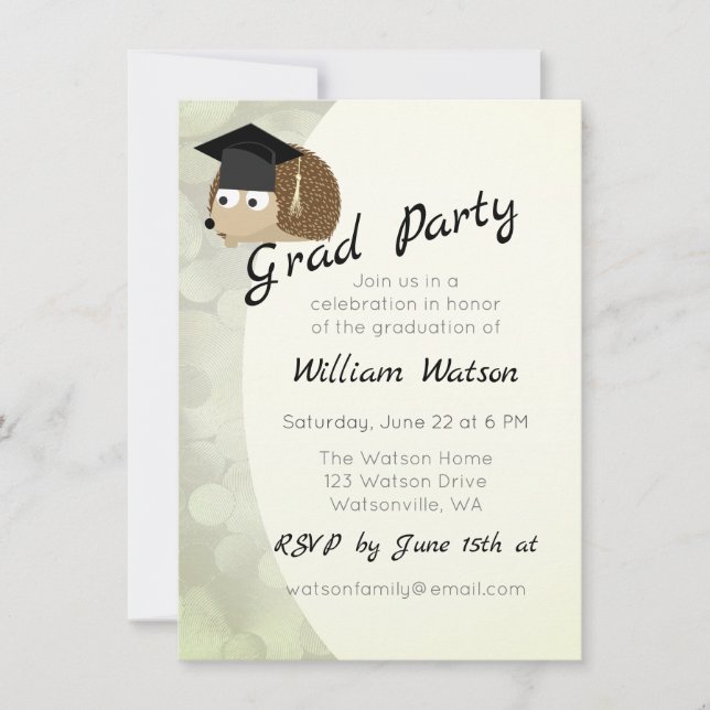 Invitación a la fiesta de graduación temática Cute (Anverso)