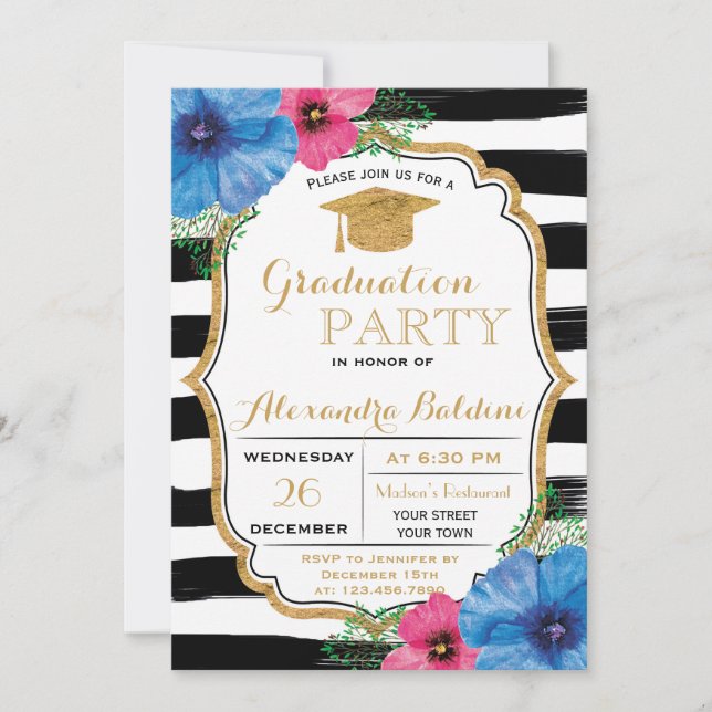 Invitación a la fiesta de graduación universitaria (Anverso)