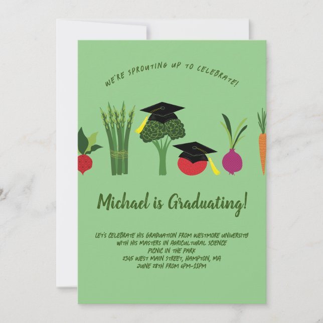 Invitación a la fiesta de graduación vegetariana (Anverso)