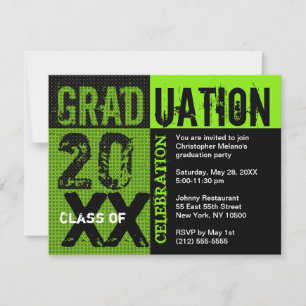 Invitación a la fiesta de graduación Verde Negro