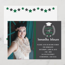 Invitación a la fiesta de graduación verde y gris