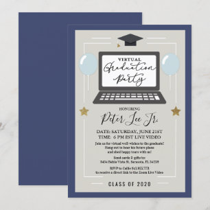 Invitación a la fiesta de graduación virtual mascu