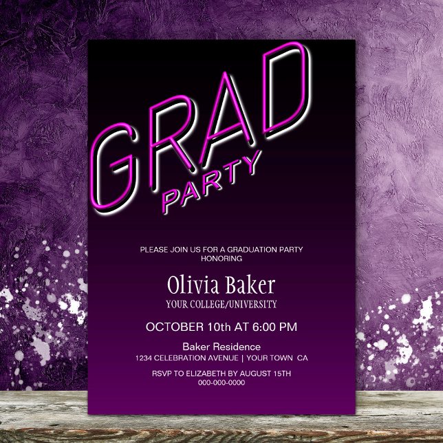 Invitación a la fiesta de graduados rosados de Flu (Subido por el creador)