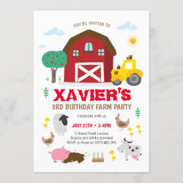 Invitación a la fiesta de granja, cumpleaños de gr