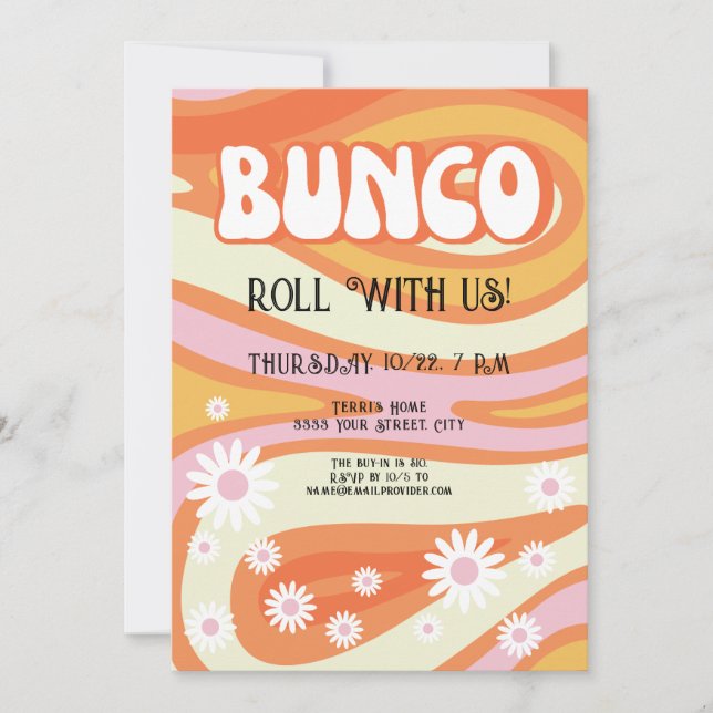 Invitación a la fiesta de Groovy Ladies Night Bunc (Anverso)
