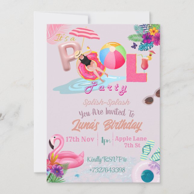 Invitación a la fiesta de grupo de temas de PInk (Anverso)