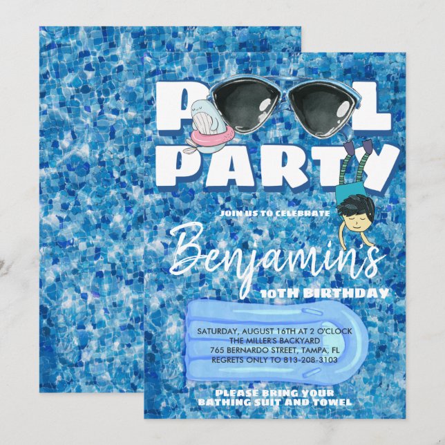 Invitación a la fiesta de grupos de niños (Anverso / Reverso)