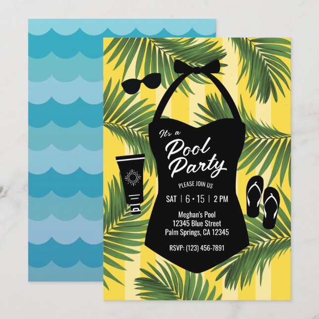 Invitación a la fiesta de grupos de traje de baño  (Anverso / Reverso)