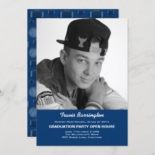 Invitación a la fiesta de Guy Grad de Navy Blue Fo