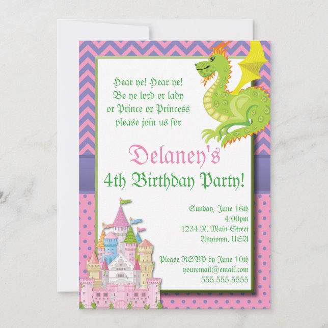 Invitación a la fiesta de hadas de la princesa (Anverso)