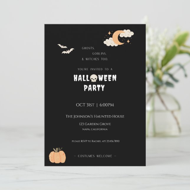 Invitación a la fiesta de Halloween (Anverso de pie)