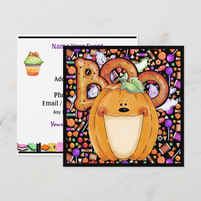 Invitación a la fiesta de Halloween (Anverso / Reverso)