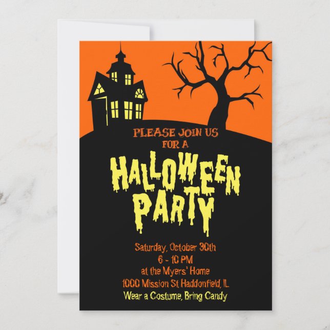 Invitación a la fiesta de Halloween (Anverso)