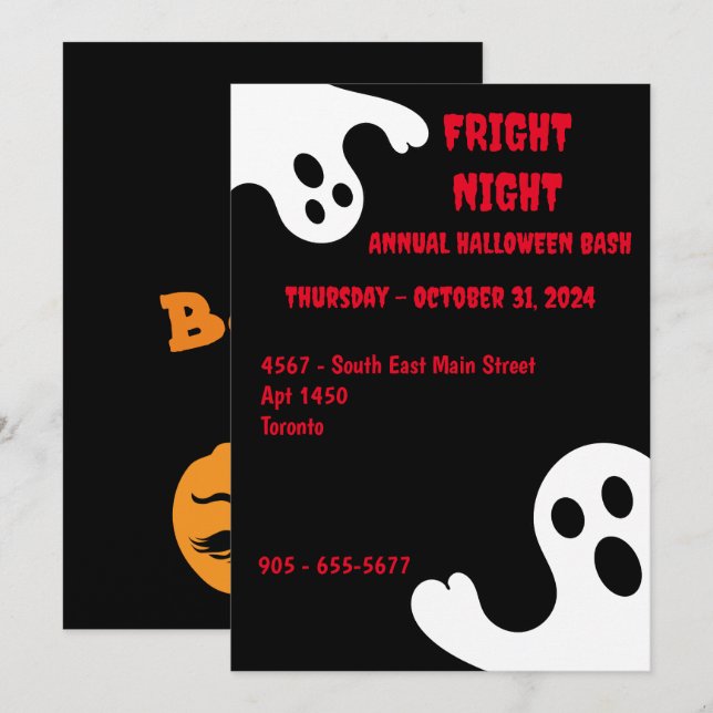 Invitación a la fiesta de Halloween (Anverso / Reverso)