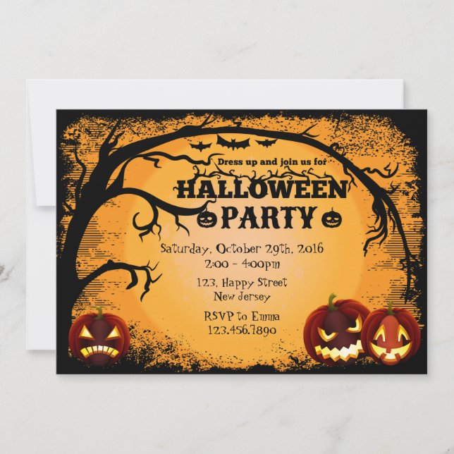 Invitación a la fiesta de Halloween (Anverso)