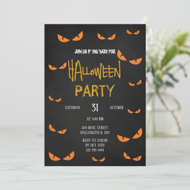 Invitación a la fiesta de Halloween (Anverso de pie)