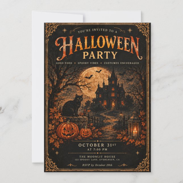 Invitación a la fiesta de Halloween  (Anverso)