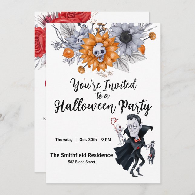 Invitación a la fiesta de Halloween (Anverso / Reverso)