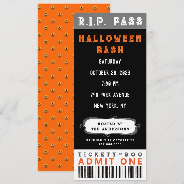 Invitación a la fiesta de Halloween (Anverso / Reverso)