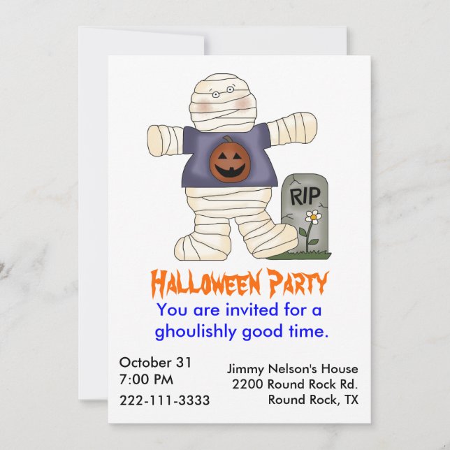 Invitación a la fiesta de Halloween (Anverso)