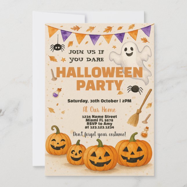 Invitación a la fiesta de Halloween (Anverso)