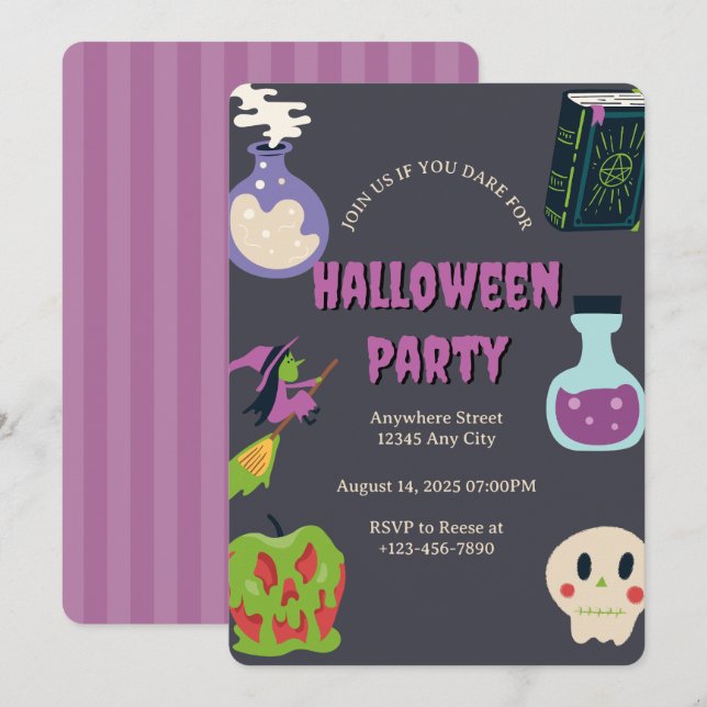 Invitación a la Fiesta de Halloween (Anverso / Reverso)