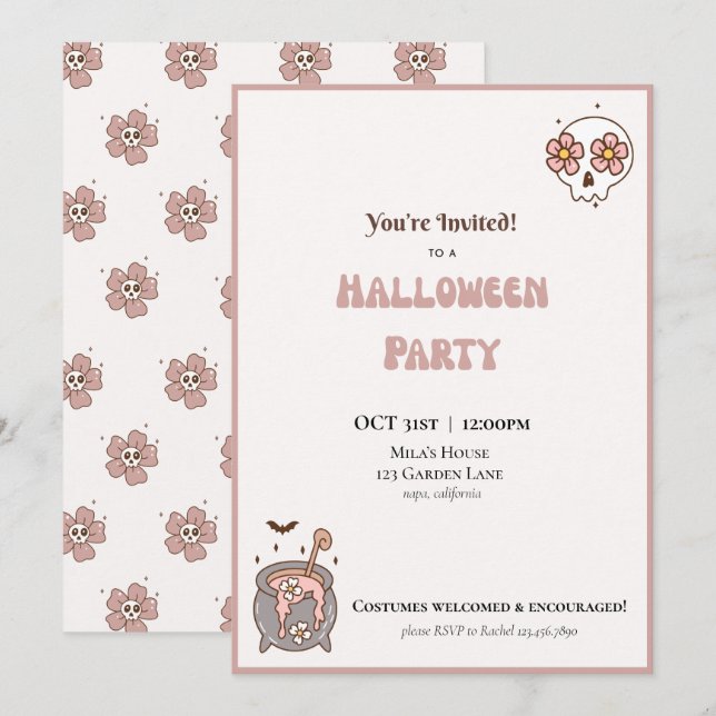 Invitación a la fiesta de Halloween (Anverso / Reverso)