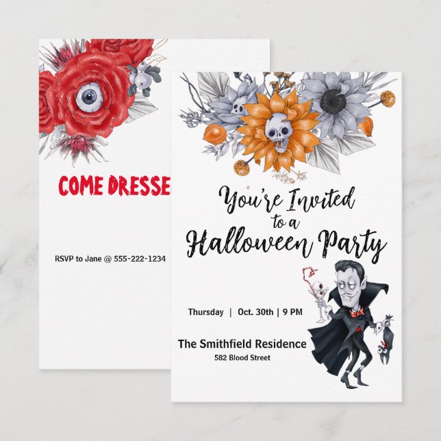 Invitación a la fiesta de Halloween (Anverso / Reverso)
