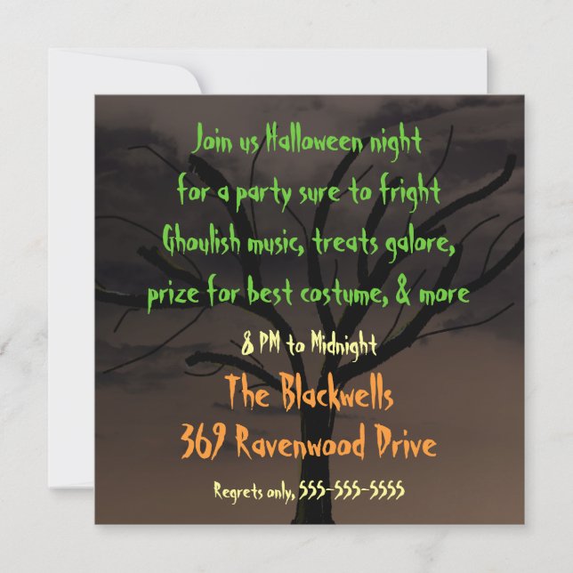 Invitación a la fiesta de Halloween (Anverso)