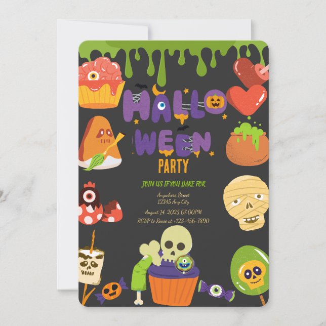 Invitación a la fiesta de Halloween (Anverso)