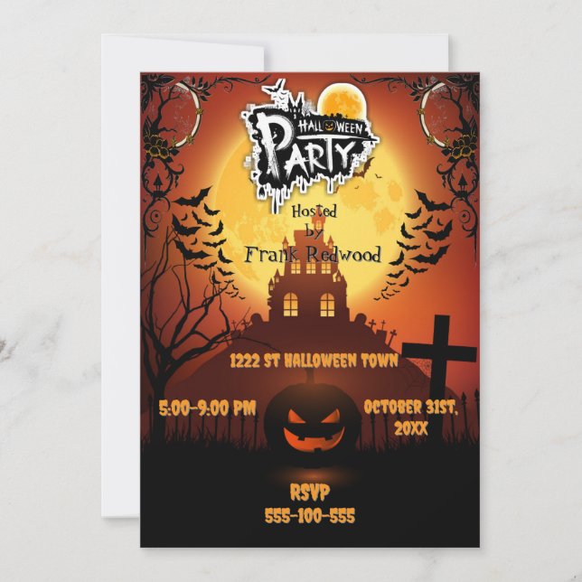 Invitación a la fiesta de Halloween (Anverso)