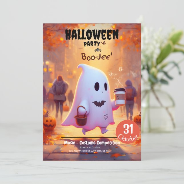 Invitación a la fiesta de Halloween (Anverso de pie)